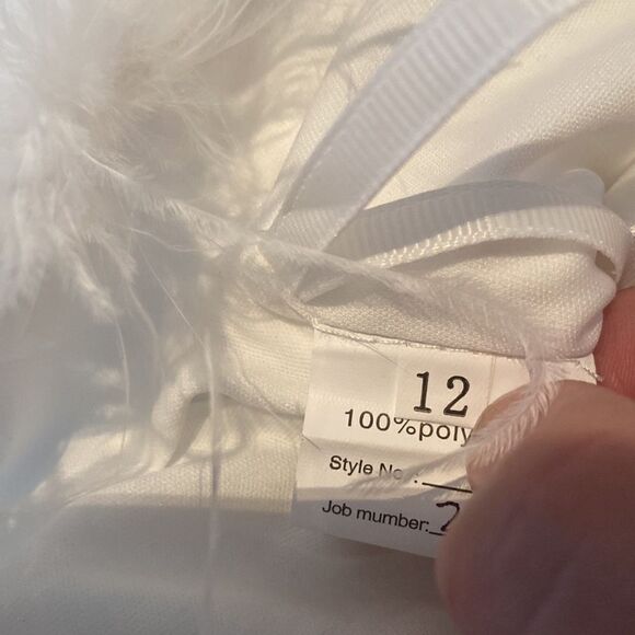 White Short Feather Sequin One Shoulder Prom Party Dress CorsetBack Size 12 NWOT - Picture 9 of 12